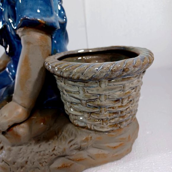 Royal Copenhagen 1950s Art Deco Mid Century Sculpture Child & Frog Planter Vase - Picture 5 of 10